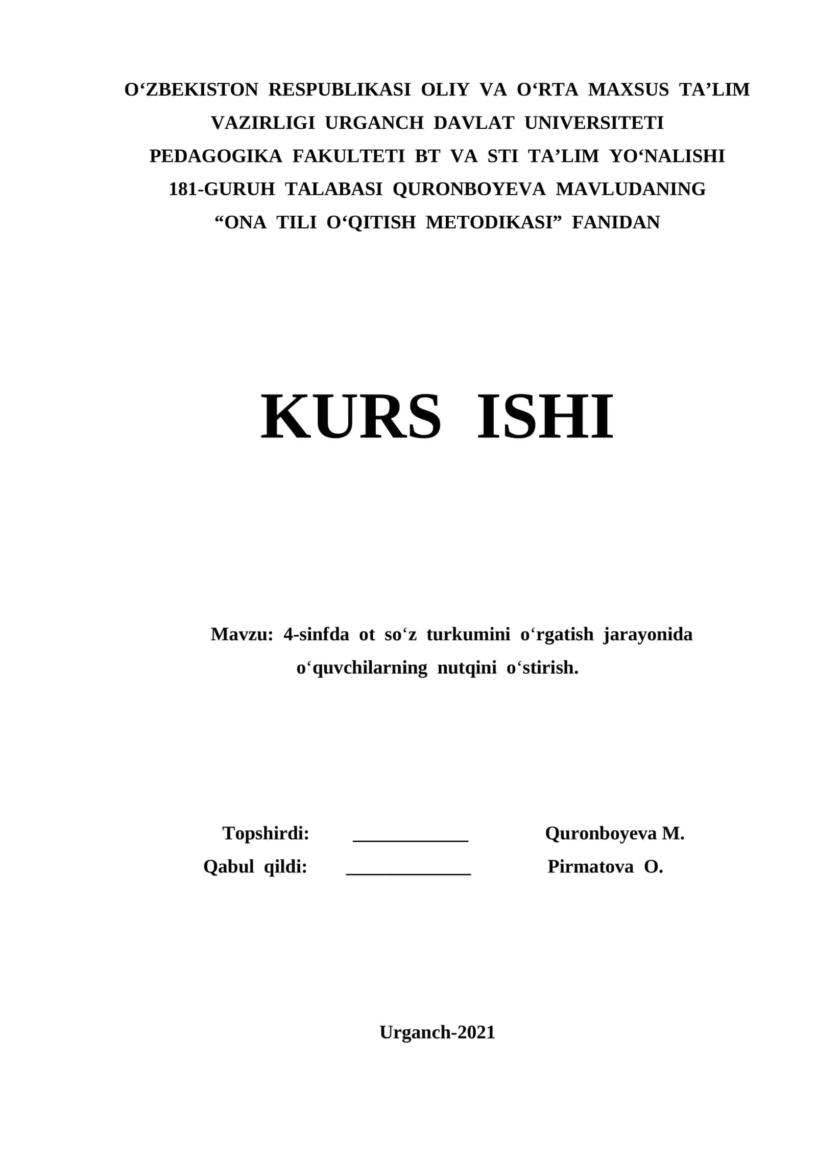 "ONA TILI O‘QITISH METODIKASI"