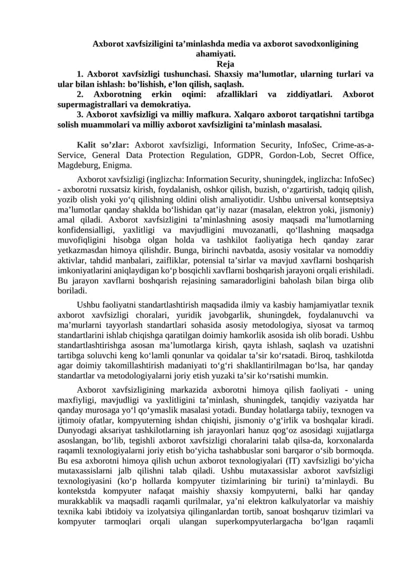 Axborot xavfsizligi
