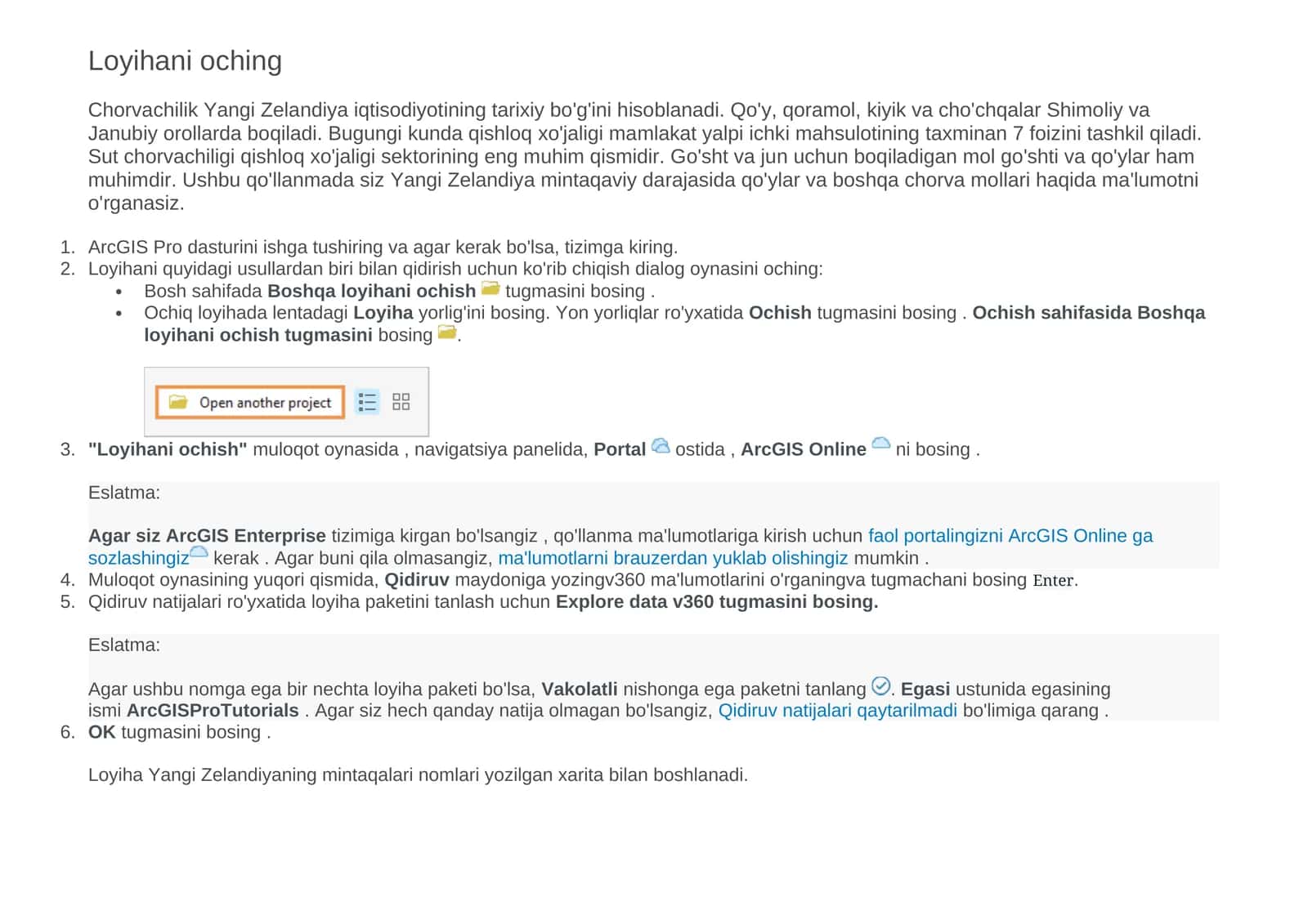 ArcGIS Pro dasturini ishga tushiring