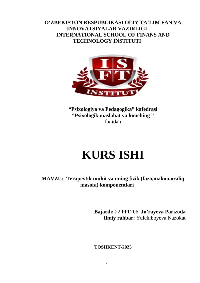 Terapevtik muhit va uning fizik komponentlari