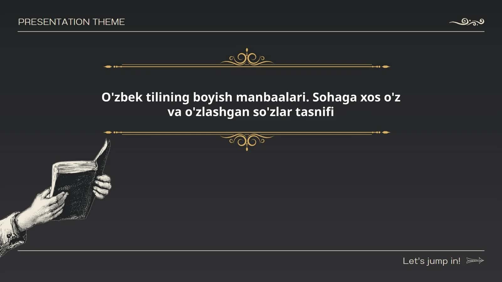 O'zbek tilining boyish manbaalari. Sohaga xos o'z va o'zlashgan so'zlar tasnifi