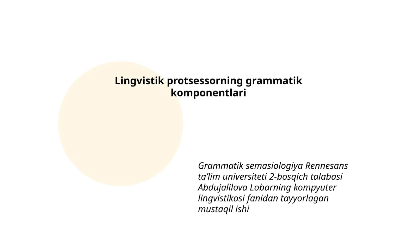Lingvistik protsessorning grammatik komponentlari