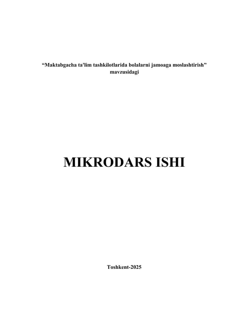 Maktabgacha ta'lim tashkilotlarida bolalarni jamoaga moslashtirish
