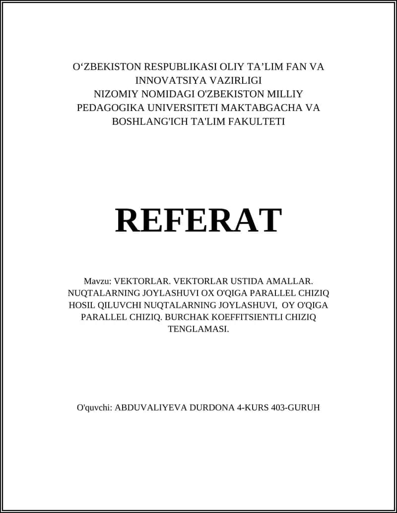 VEKTORLAR USTIDA AMALLAR
