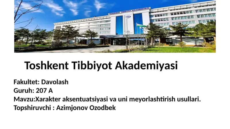 Xarakterning aksentuatsiyasi va uning mejnun etish usullari