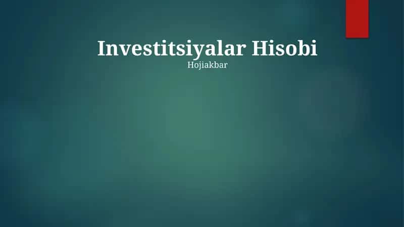 Investitsiyalar Hisobi
