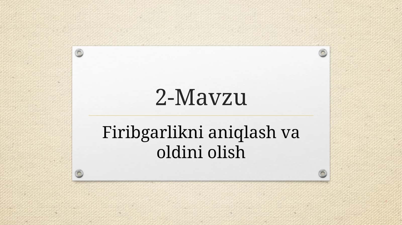 Firibgarlikni aniqlash va oldini olish