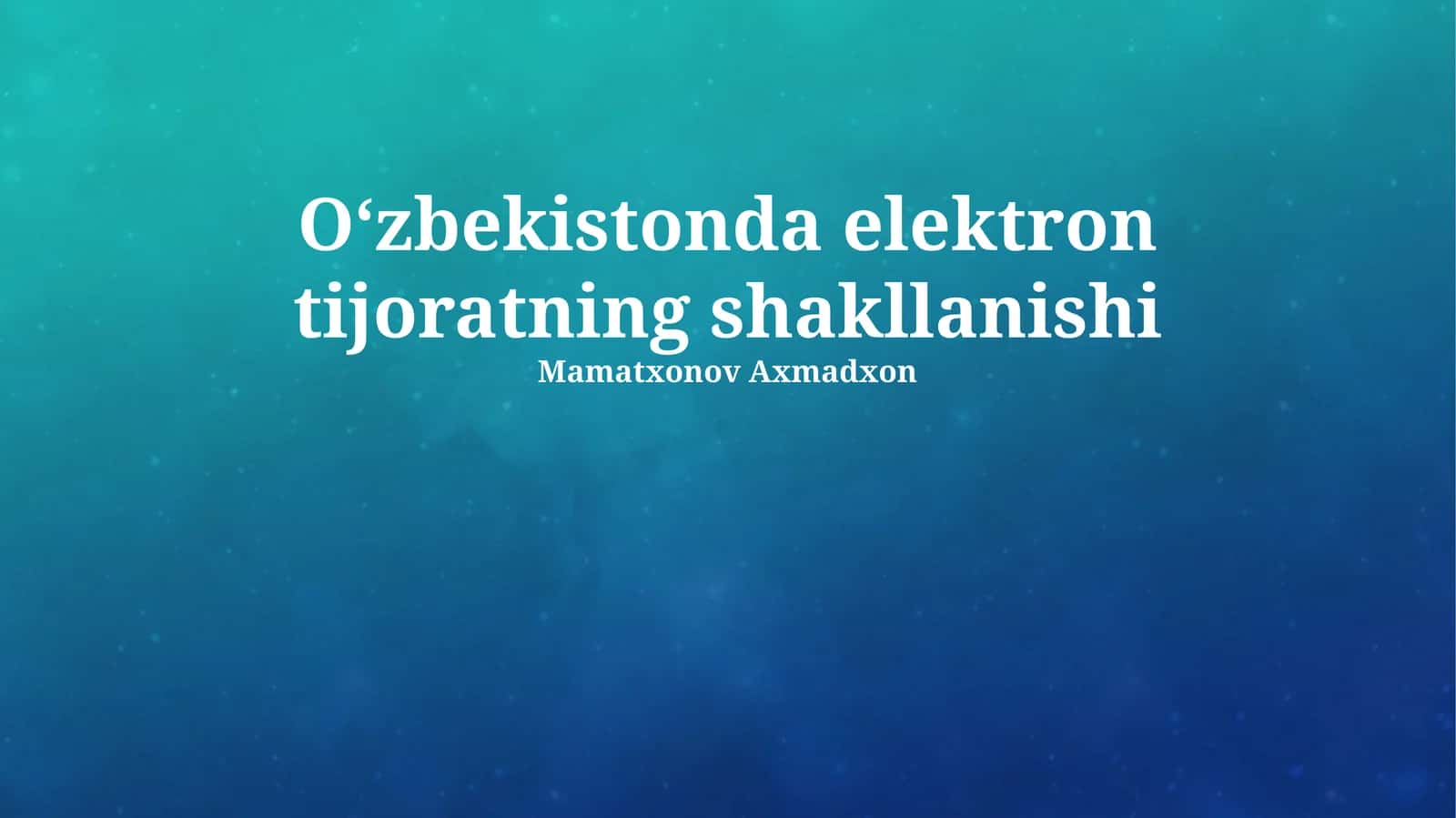 Elektron tijoratning shakllanishi