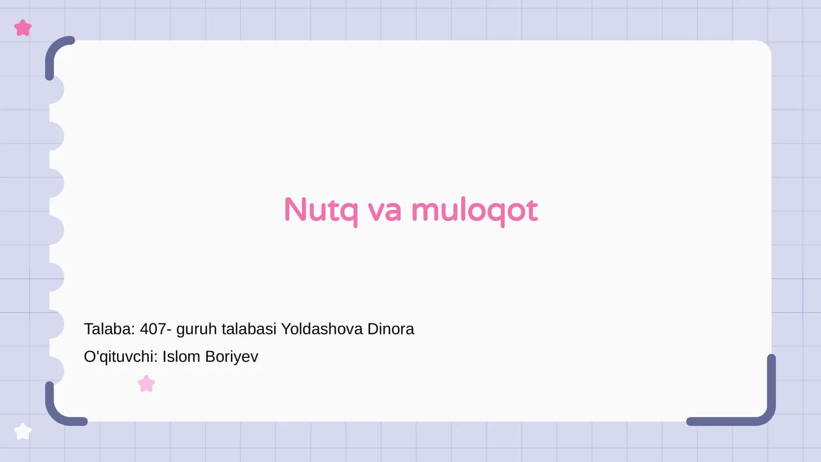 Nutq va muloqot