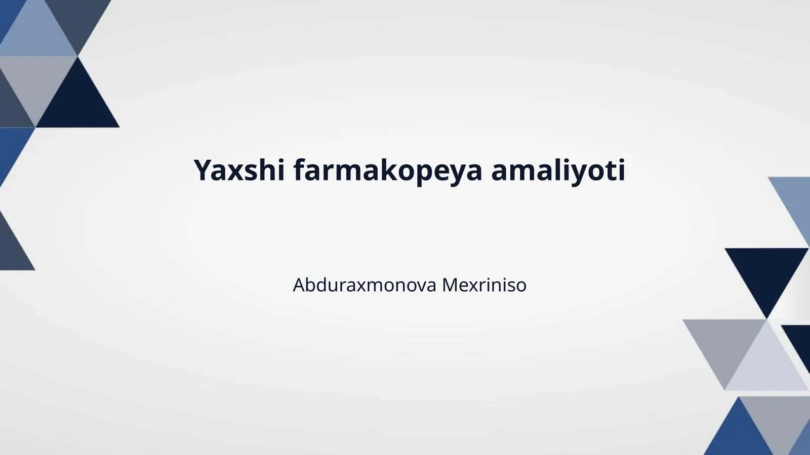 Yaxshi farmakopeya amaliyoti