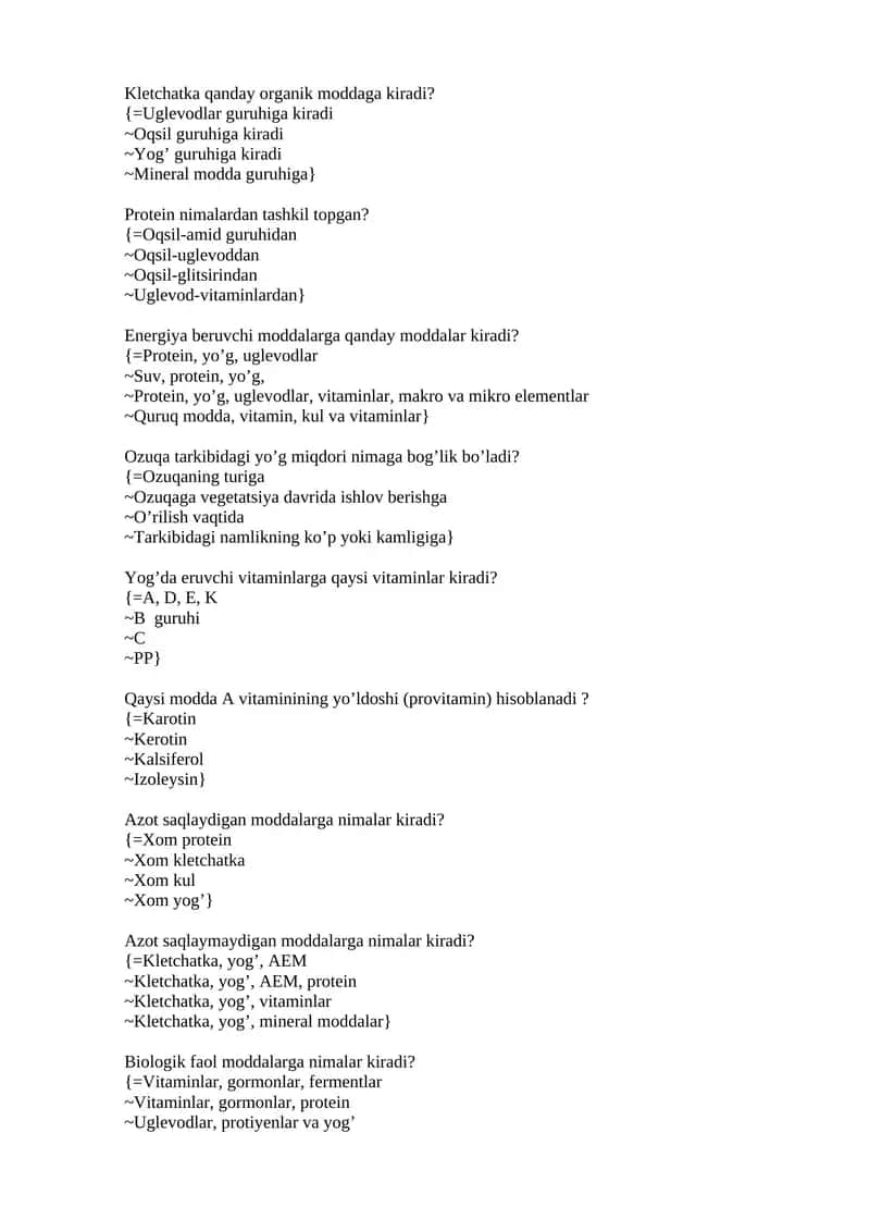 Kletchatka qanday organik moddaga kiradi?