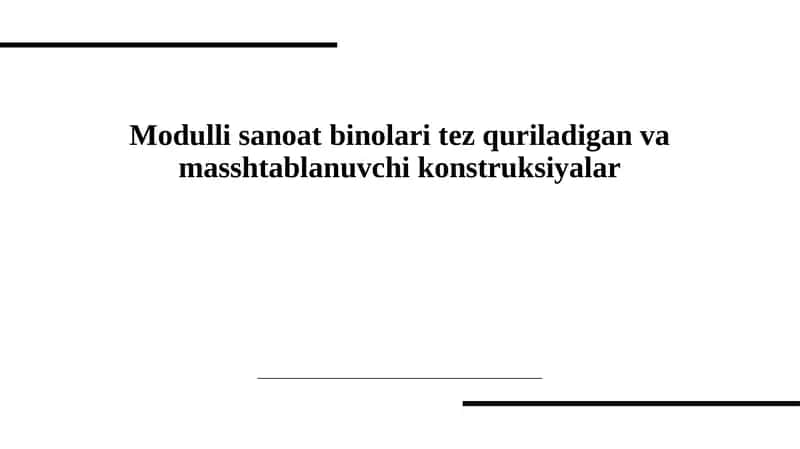 Modulli Sanat Binolarini Tez Qurish
