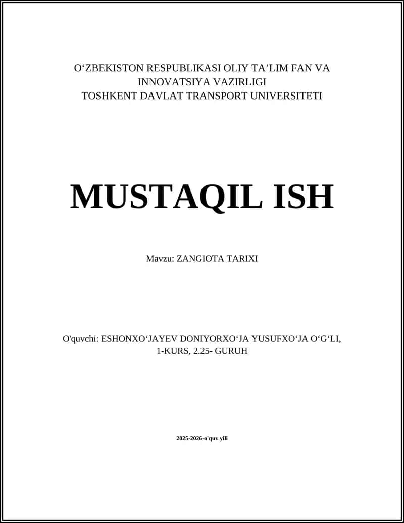 ZANGIOTA TARIXI