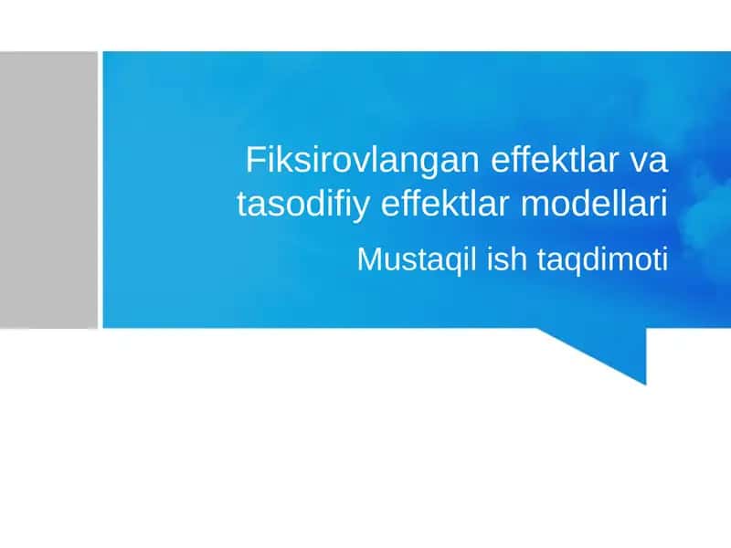 Fiksirovlangan effektlar va tasodifiy effektlar modellari