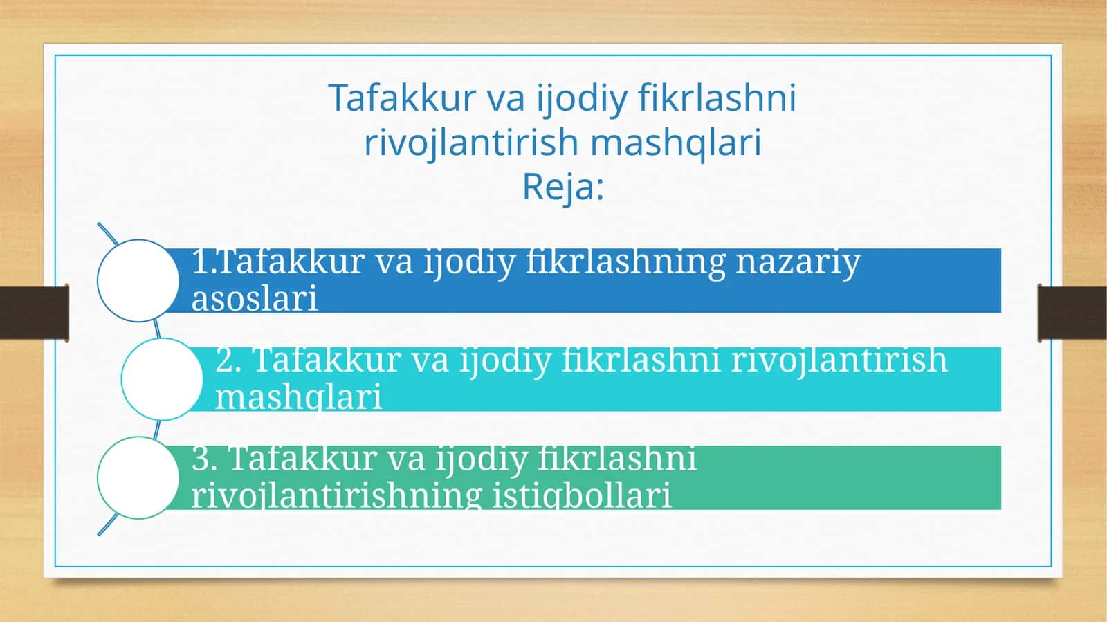 Tafakkur va ijodiy fikrlashni rivojlantirish