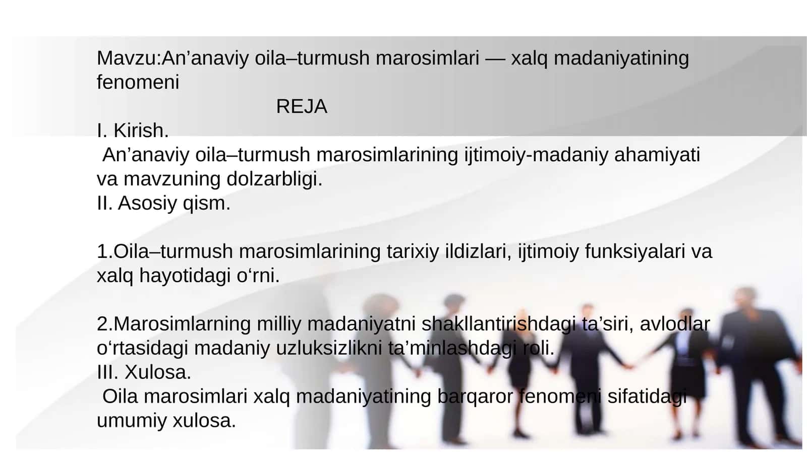 An’anaviy oila–turmush marosimlari — xalq madaniyatining fenomeni