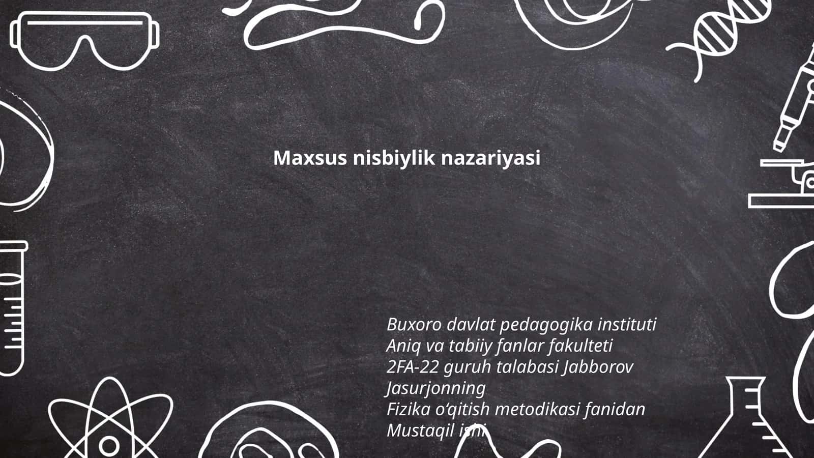Maxsus nisbiylik nazariyasi
