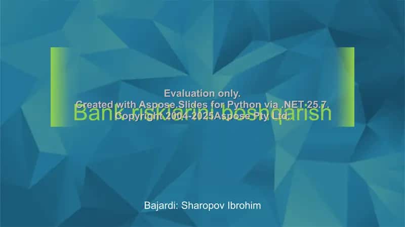 Bank risklarini boshqarish