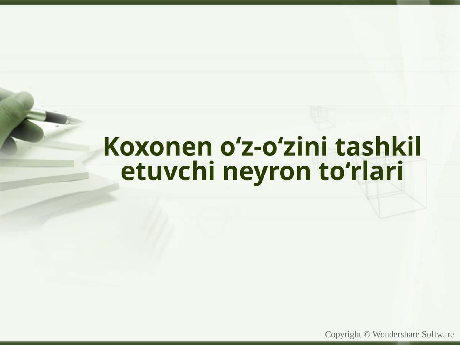 Kohonen o‘z-o‘zini tashkil etuvchi neyron to‘rlari