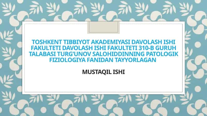 IMMUN SISTEMASI ASOSIY HUJAYRALARINING PATOLOGIK JARAYONLAR SHAKLLANISHIDAGI O’RNI,. IMMUN TOLERANTLIK NUQSONLARI. AUTOIMMUN KASALLIKLAR