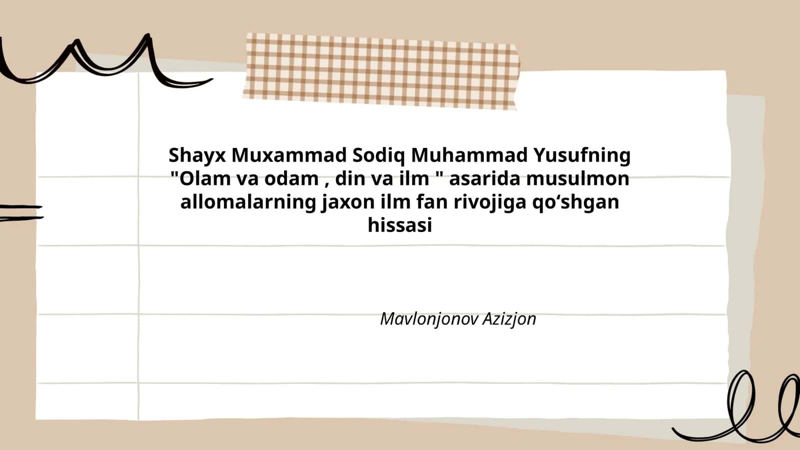 Olam va odam, din va ilm
