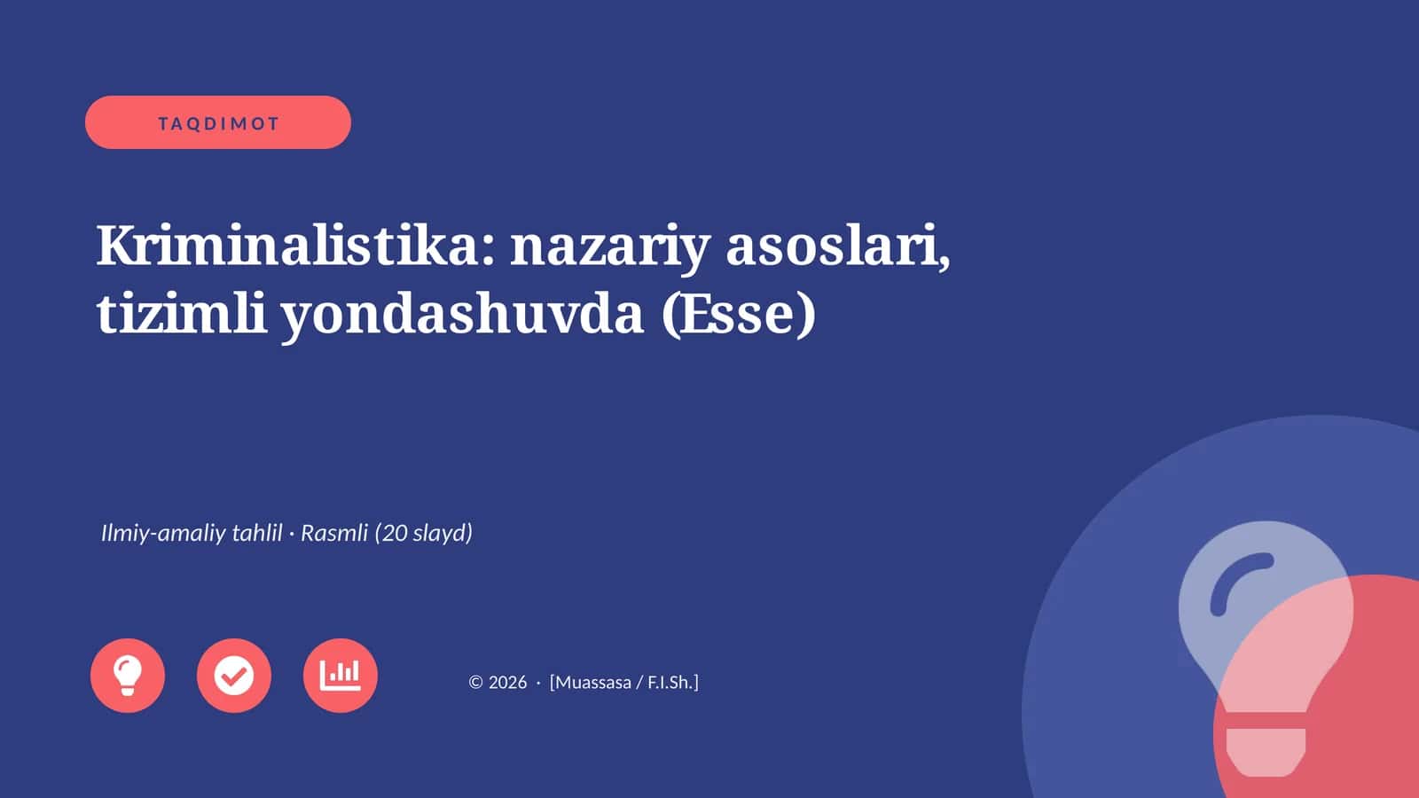 Kriminalistika: nazariy asoslari, tizimli yondashuvda (Esse)