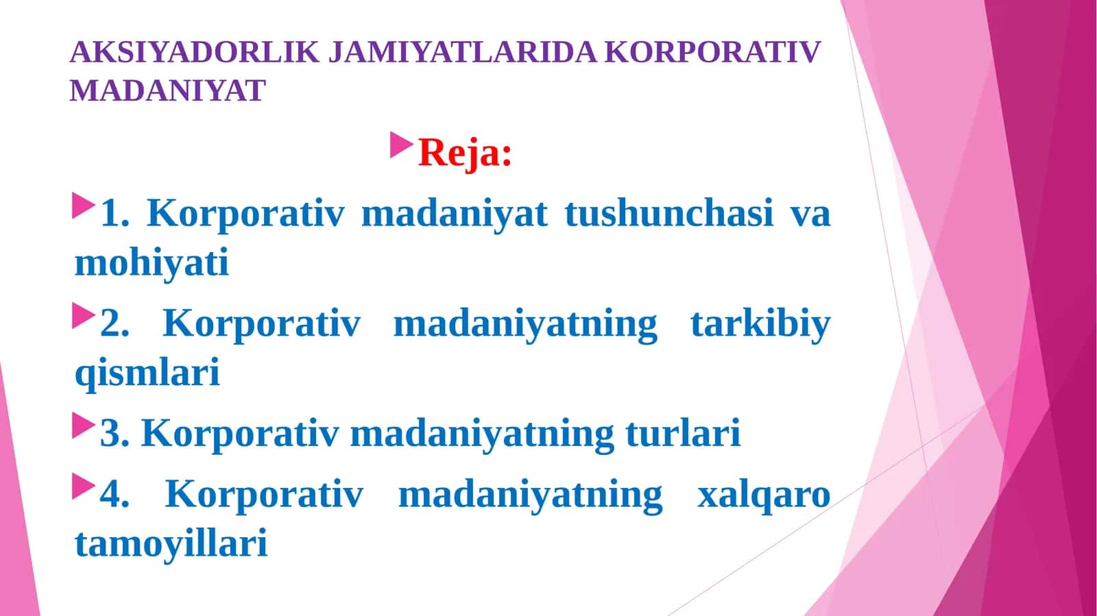AKSIYADORLIK JAMIYATLARIDA KORPORATIV MADANIYAT