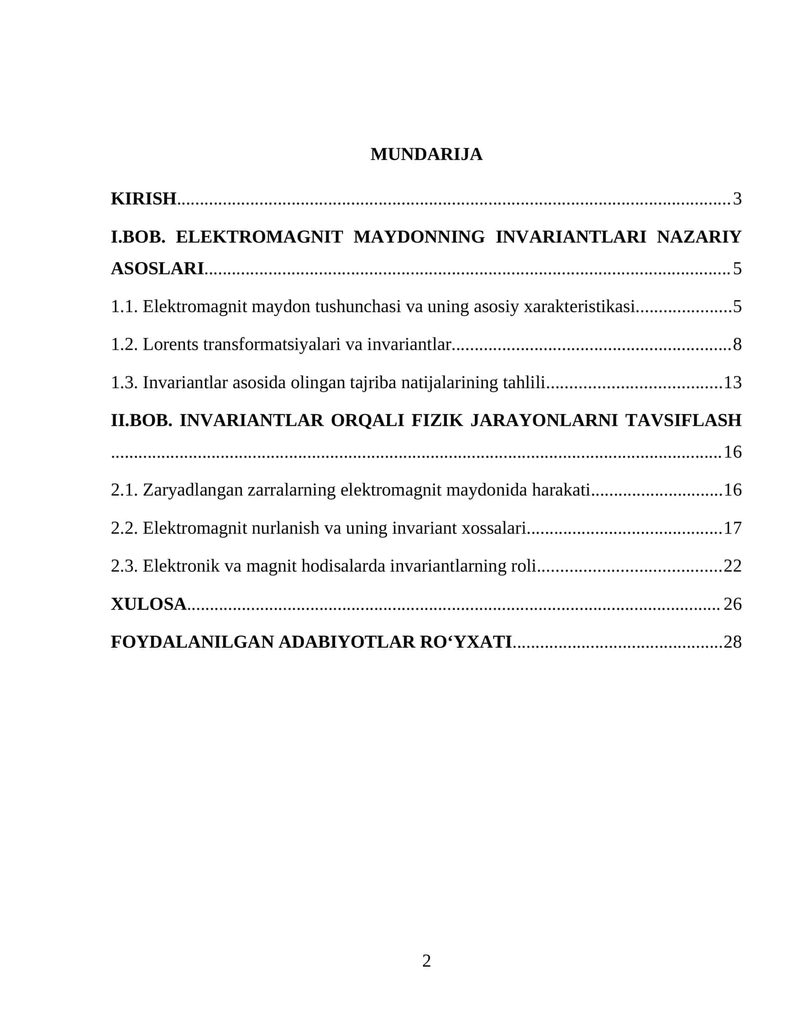 ELEKTROMAGNIT MAYDONNING INVARIANTLARI NAZARIY ASOSLARI 5
