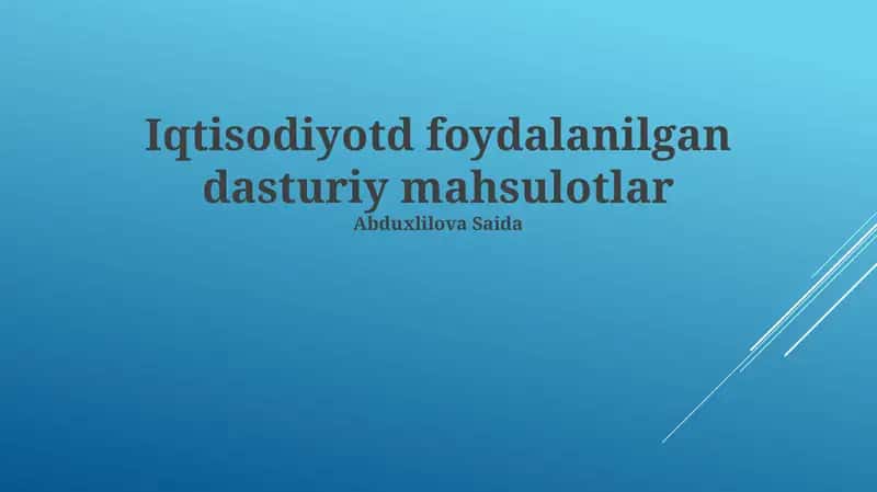 Ishlatilgan Dasturiy Ta'minotlar