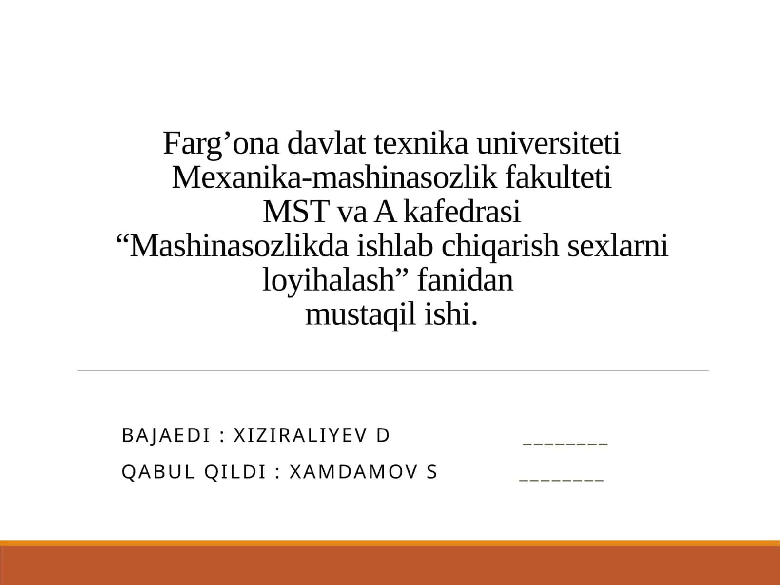 Mashinasozlikda ishlab chiqarish sexlarni loyihalash