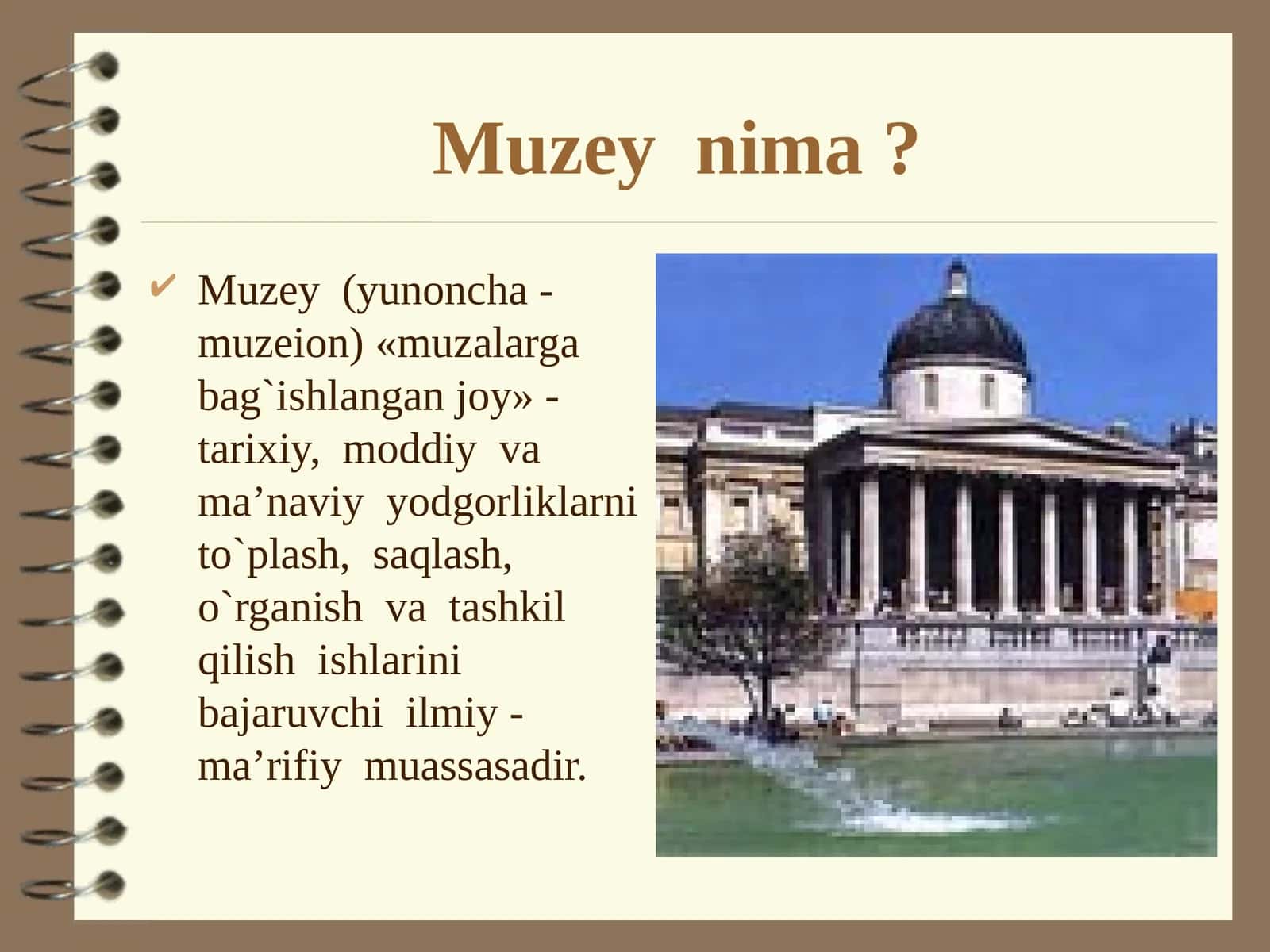 5-sinf Tarix fanidan Dunyoning eng qiziq muzeylari dars taqdimoti