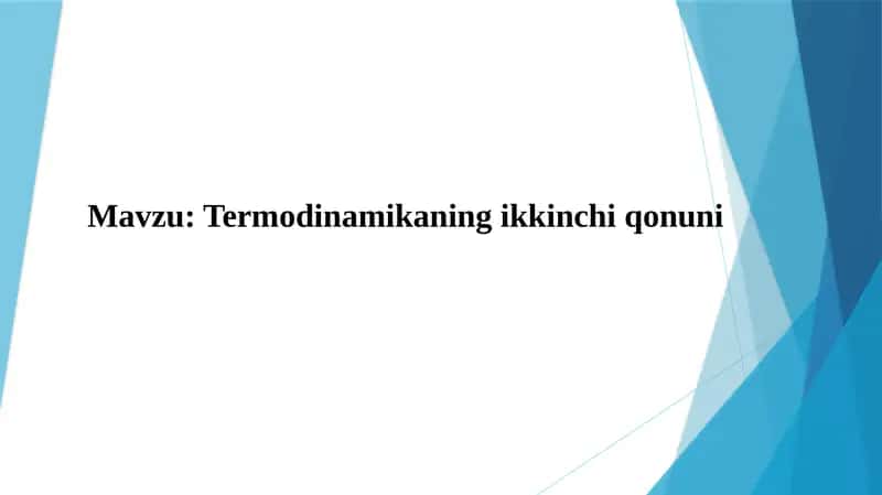 Termodinamikaning ikkinchi qonuni