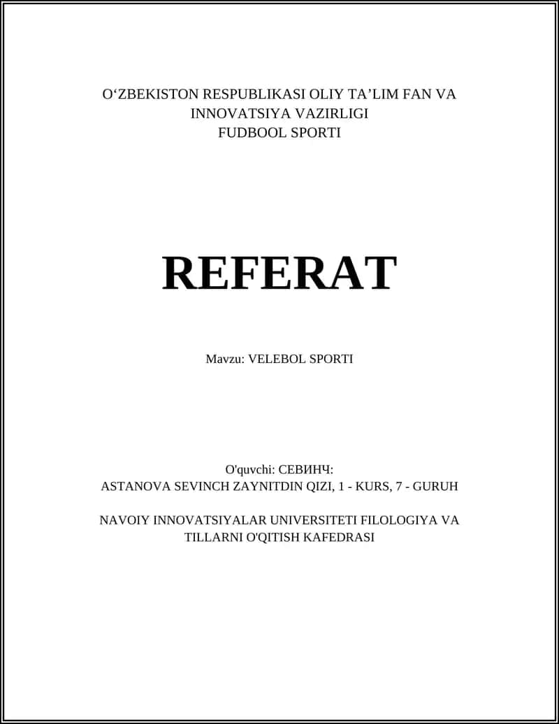 VELEBOL SPORTI REFERAT