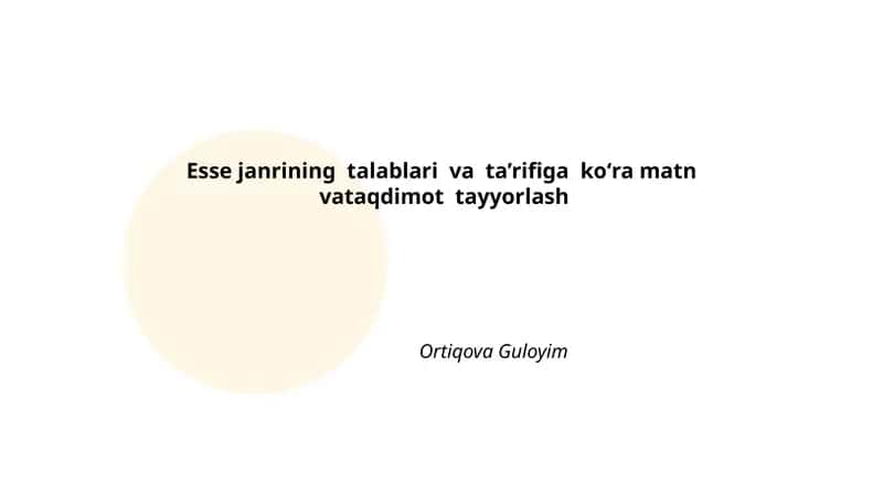 Esse janri va uning xususiyatlari