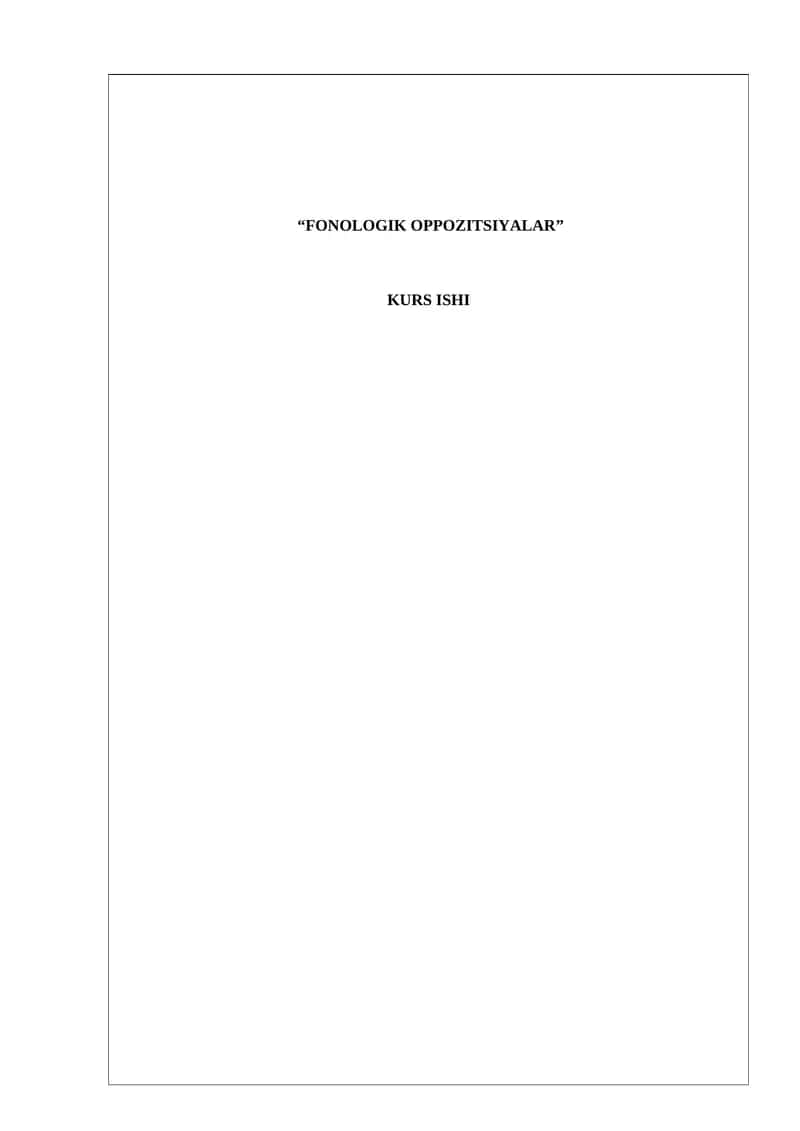 FONOLOGIK OPPOZITSIYALAR
