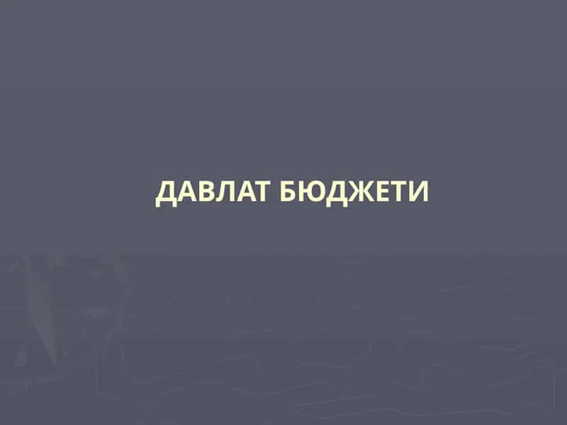 ДАВЛАТ БЮДЖЕТИ