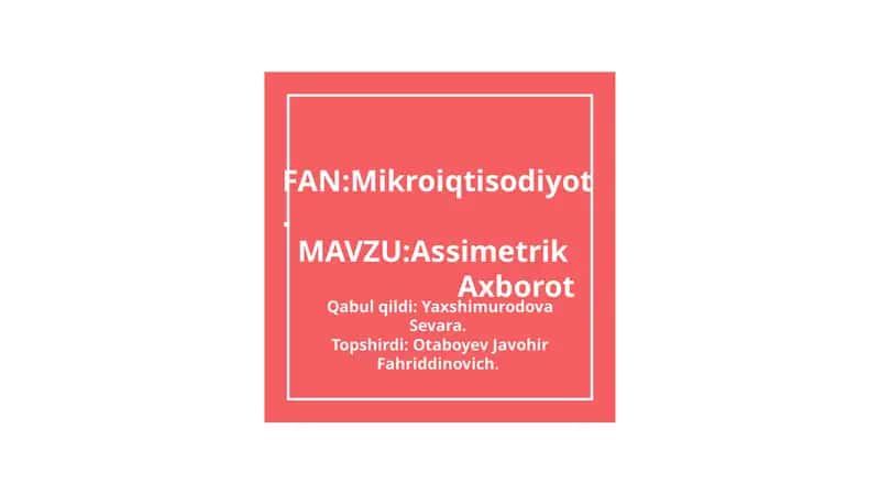 Assimetrik Axborot