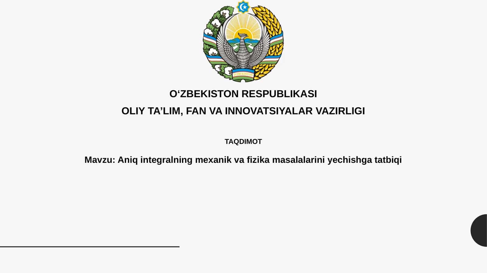 Aniqintegralningmexanikvafizikamasalalariniyechishgatatbiqi