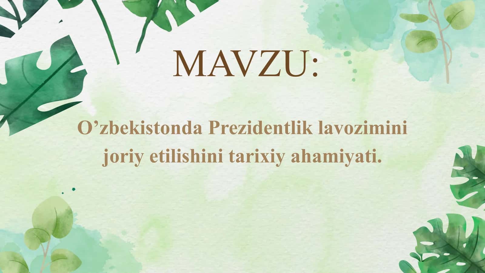 Prezidentlik lavozimini joriy etilishiga tarixiy o‘rni