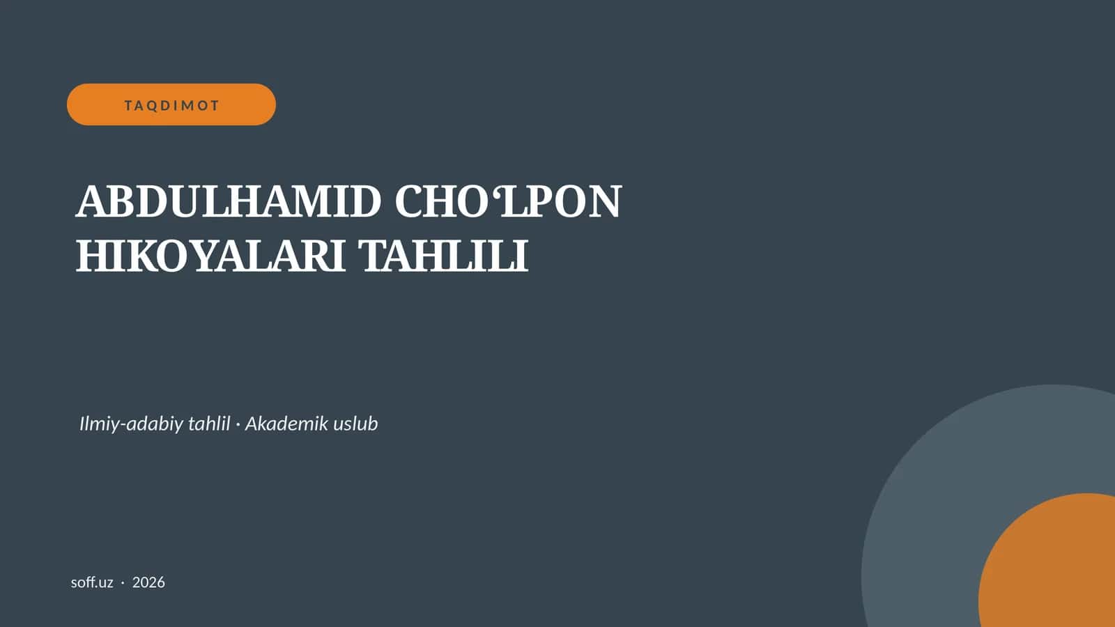 ABDULHAMID CHOʻLPON HIKOYALARI TAHLILI