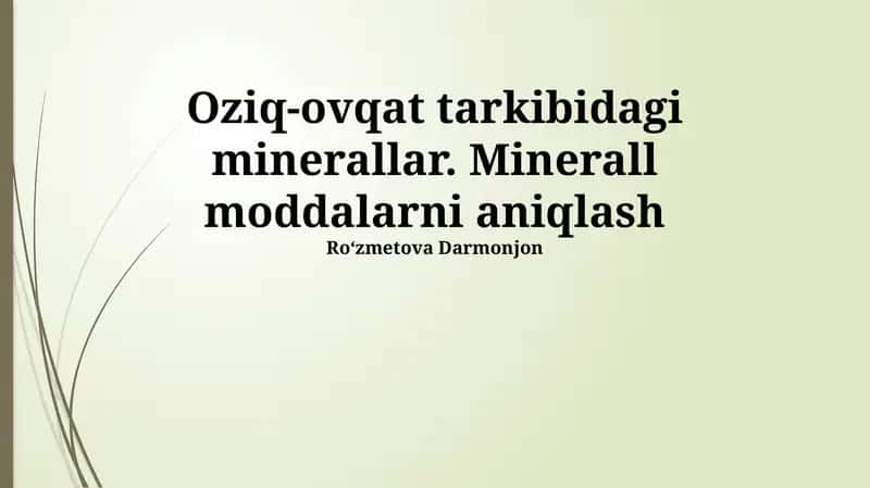 Oziq-ovqat tarkibidagi minerallar