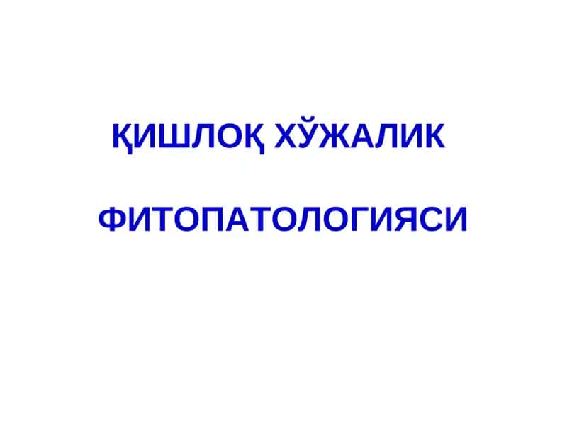 ҚИШЛОҚ ХЎЖАЛИКФИТОПАТОЛОГИЯСИ