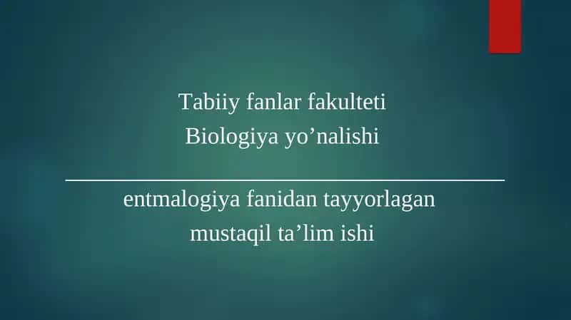 Hasharotlar Ekologiyasi