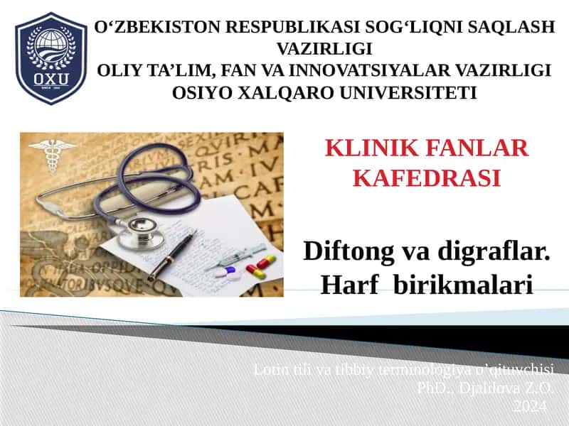 Lotin tilivati tibbiy terminologiya o'qituvchisi