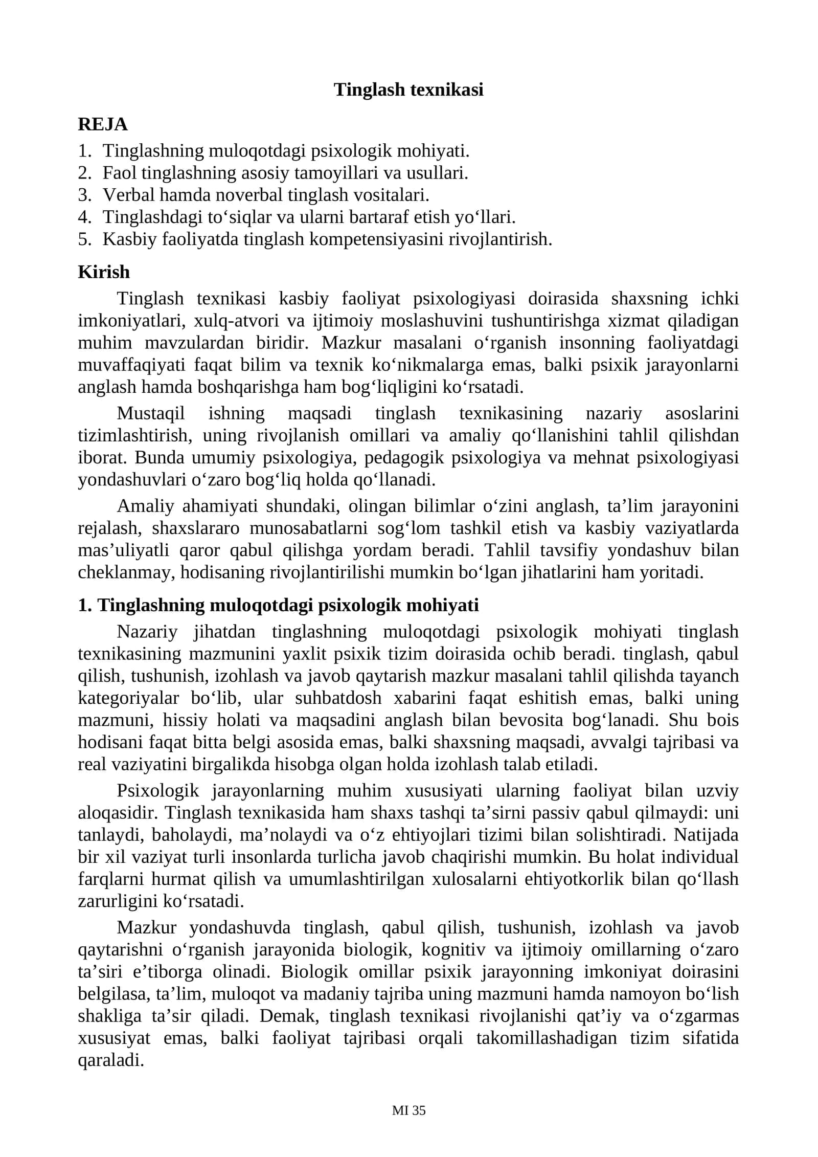 Tinglash texnikasi