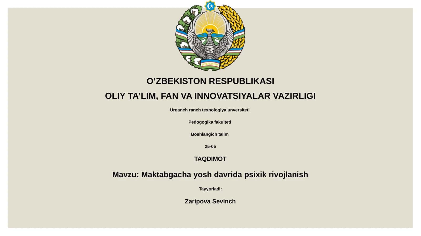 Maktabgacha yosh davrida psixik rivojlanish