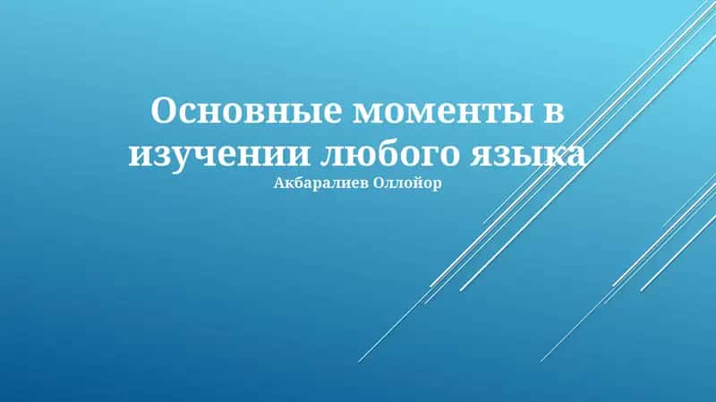Основные моменты в изучении любого языка