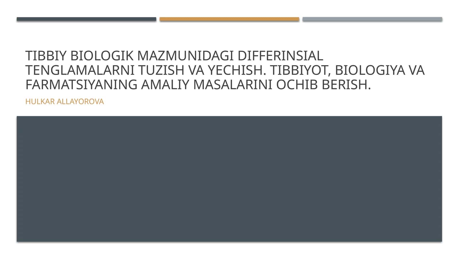 Tibbiy biologik mazmunidagi differinsial tenglamalarni tuzish va yechish