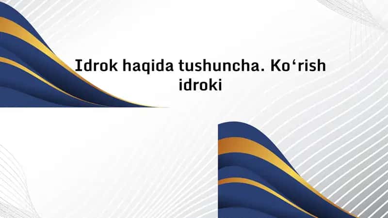 Idrokhaqidatushuncha.Ko‘rishidroki