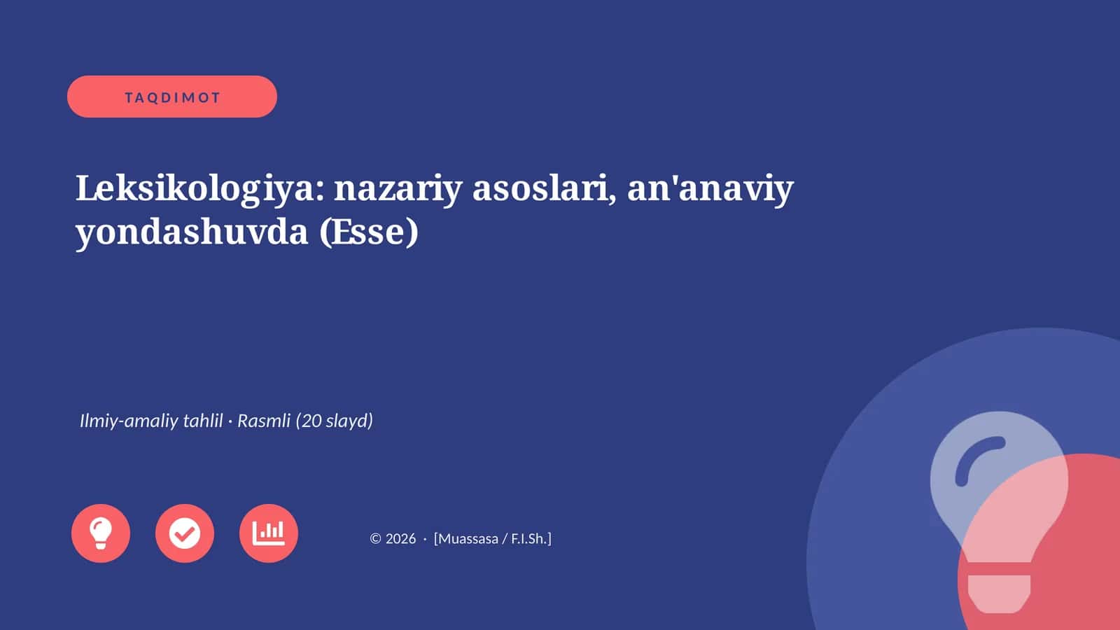 Leksikologiya: nazariy asoslari, an'anaviy yondashuvda (Esse)